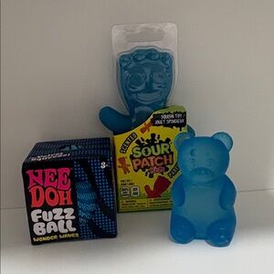 Needohfuzz Ball, viral sourpatch squishy&blue bear squish, new in box. Fast ship